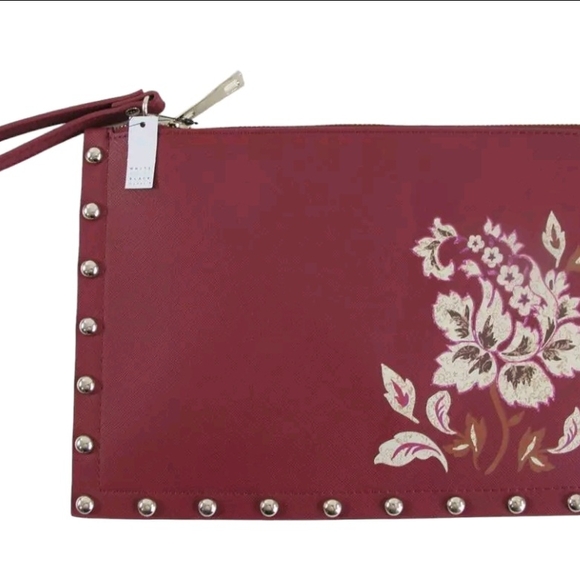 White House Black Market Red Floral Clutch with Studs - Picture 1 of 9